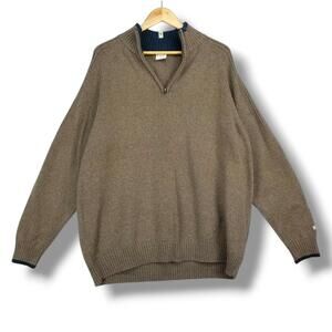 Columbia 1/4 Zip Pullover Sweater Mens XXL Taupe Brown‎ Navy Blue